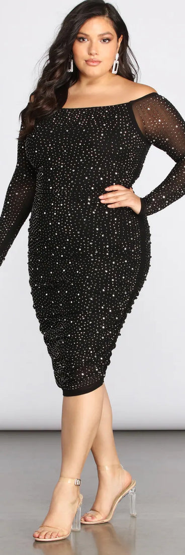 Plus Cami Formal Heat Stone Midi Dress