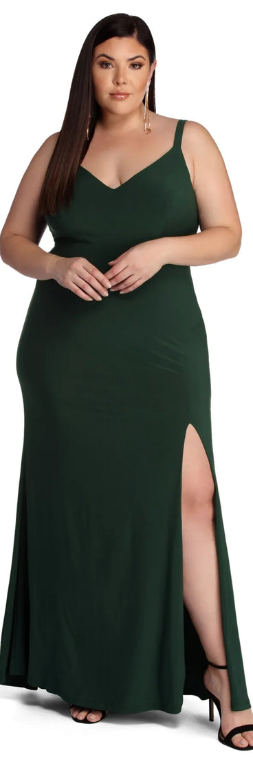 Plus Addie Formal High Slit Dress