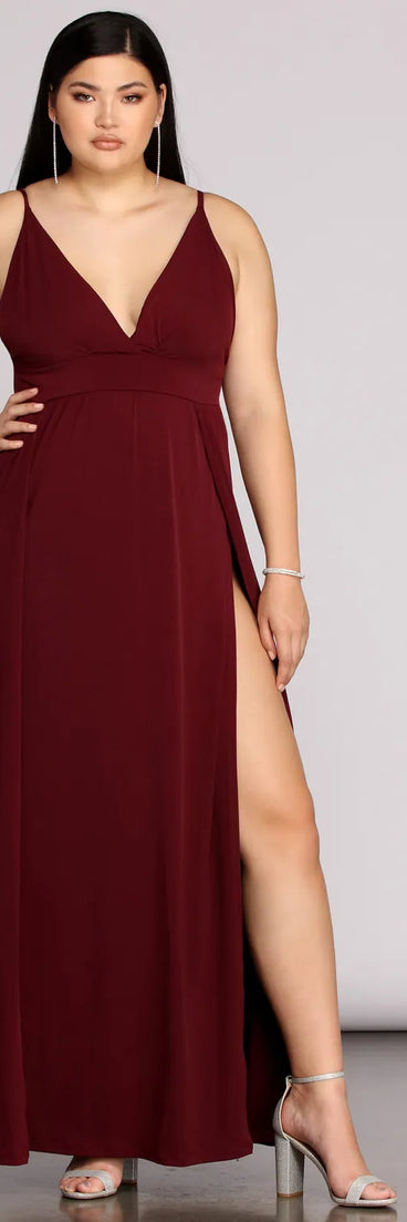Plus Galilea Formal High Slit Dress