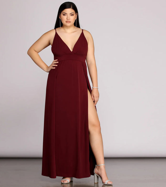 Plus Galilea Formal High Slit Dress