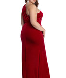 Plus Iris One Shoulder Draped Velvet Dress