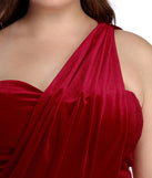 Plus Iris One Shoulder Draped Velvet Dress