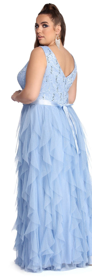 Plus Ava Formal Glitter Tendril Dress