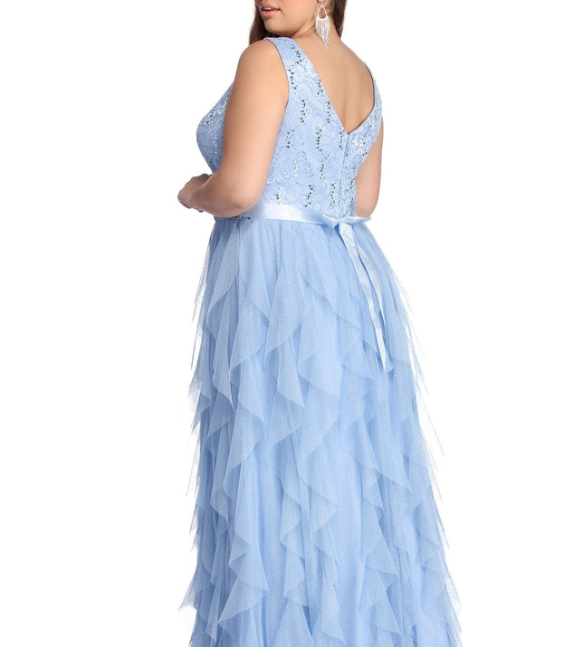 Plus Ava Formal Glitter Tendril Dress