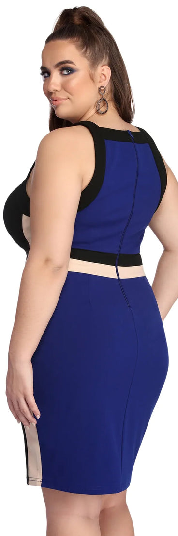 Plus Color Block Midi Dress