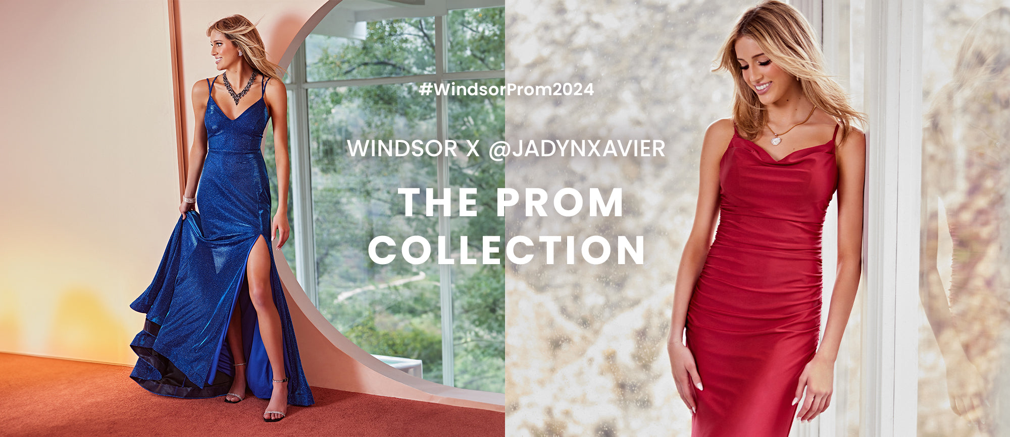 Shop 2024 prom dresses & outfit ideas picked by TikTok influencer @jadynxavier featuring prom dresses in a variety of colors like red or blue, elevated fabrics including glitter or satin, & complementing prom jewelry and shoes!