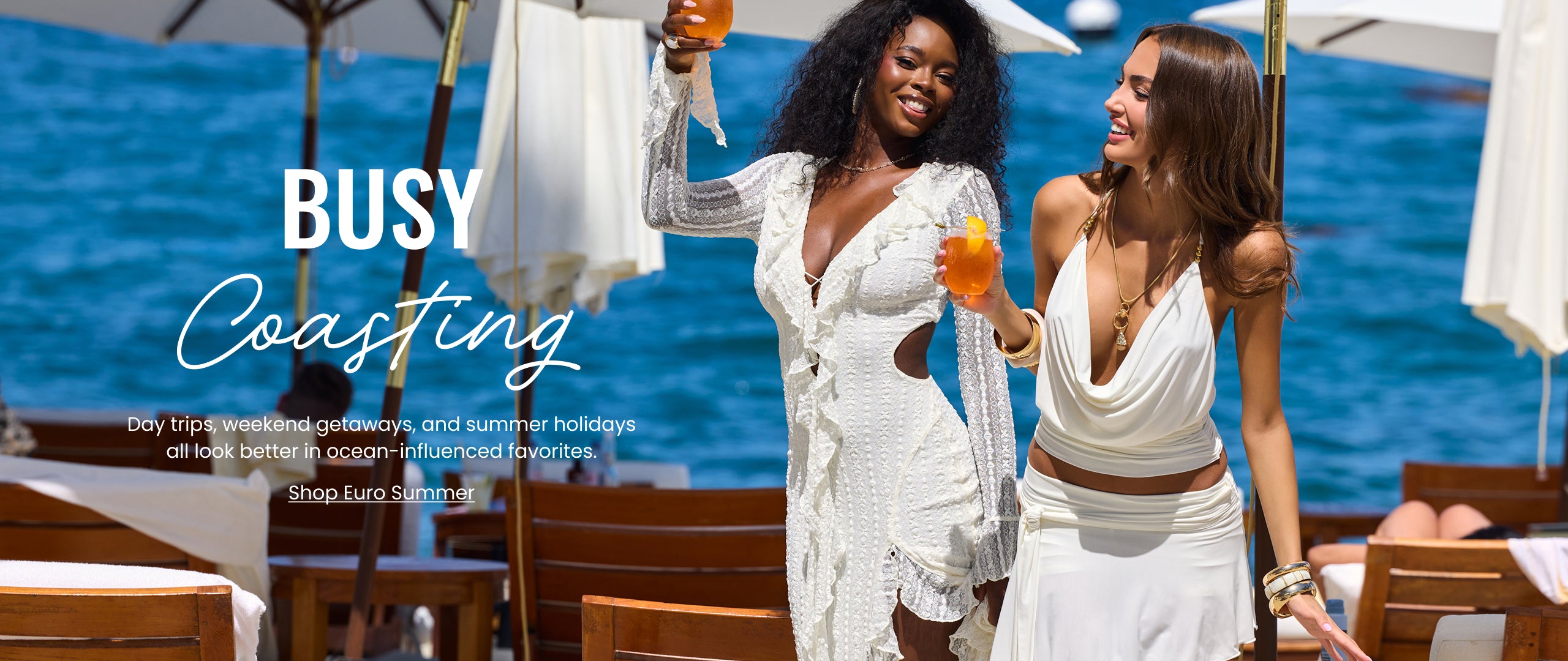 Shop Euro summer outfits featuring breezy whites, romantic lace, and effortless coastal style.