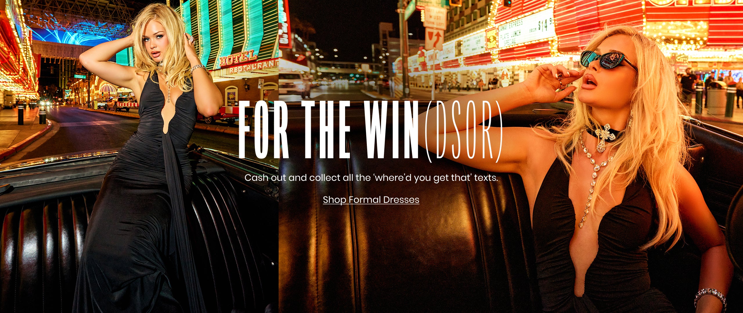 Shop formal dresses featuring elegant halter necklines, dramatic details, and all-eyes-on-you style.