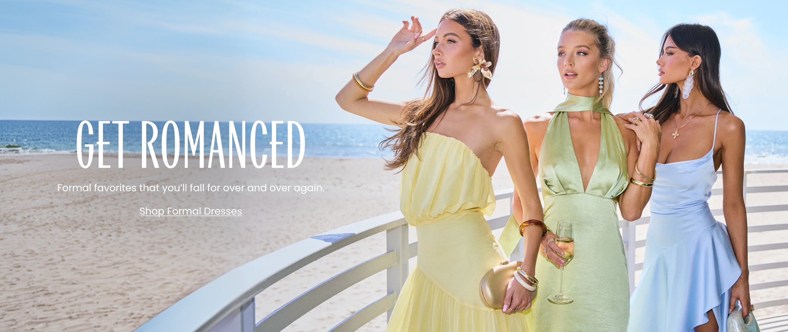 Shop formal dresses and get romanced with flowing chiffon, soft satins, and dreamy pastel elegance.