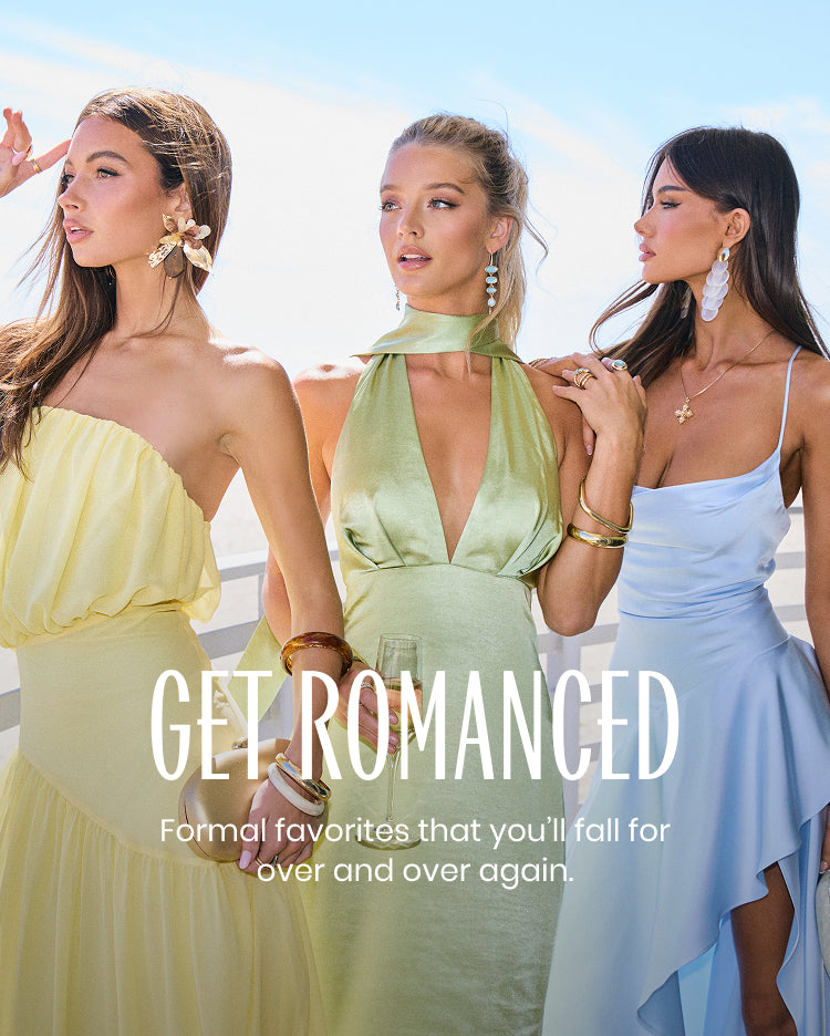 Shop formal dresses and get romanced with flowing chiffon, soft satins, and dreamy pastel elegance.