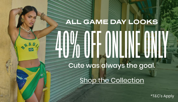 Cute was always the goal—shop game day looks and save 40% off online only on your favorite team-inspired styles.