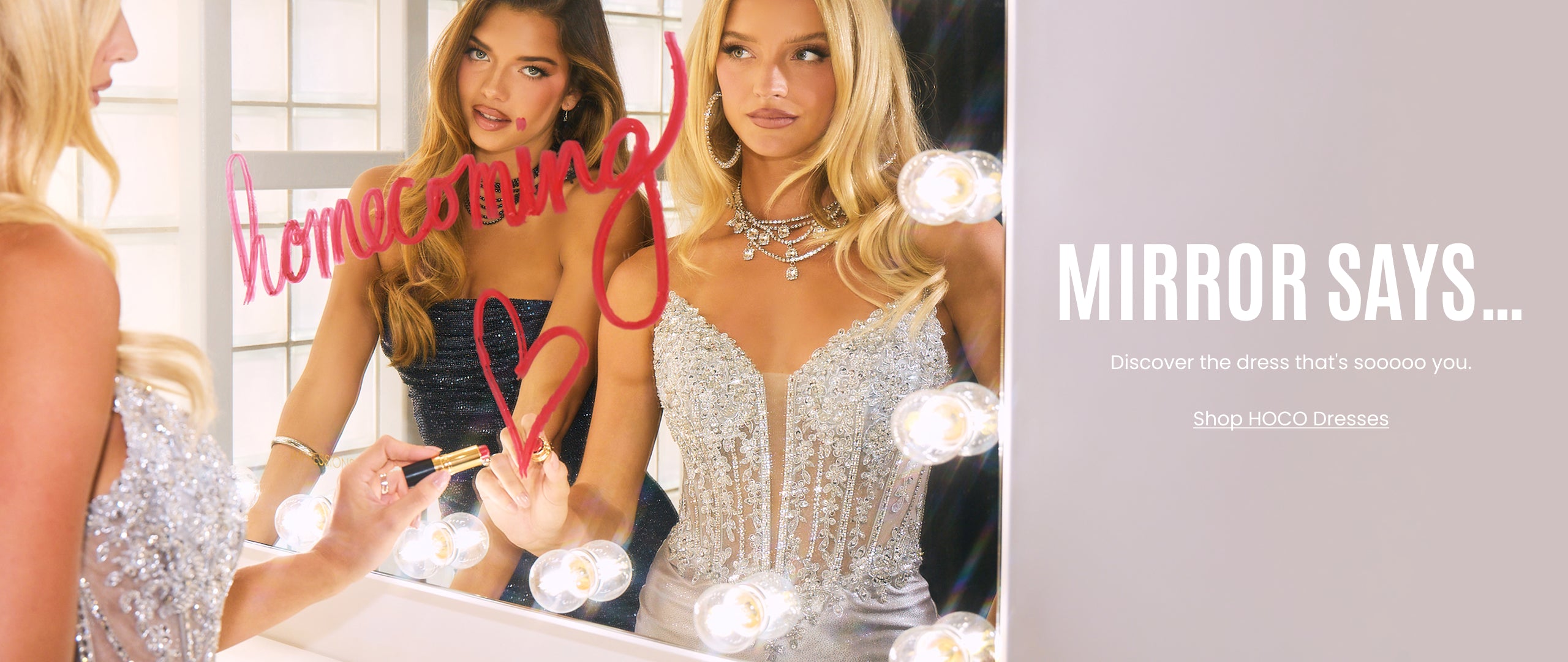 Shop homecoming dresses that feel so you, from sparkling corset gowns to glittering silhouettes made for your big night.