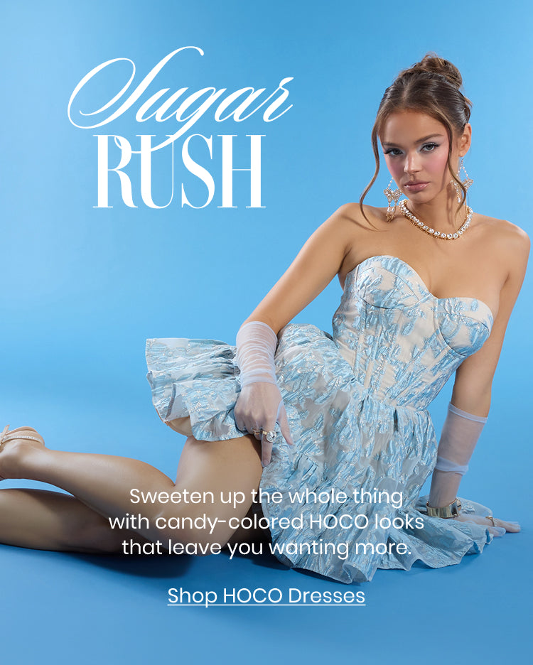 Sweeten up your HOCO look with homecoming dresses in candy-colored hues, statement sequins, and flirty styles.