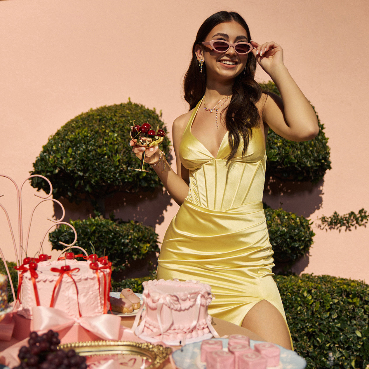 Shop pastel prom dresses featuring halter necklines, soft sheen, and sculpted fits made to stand out.