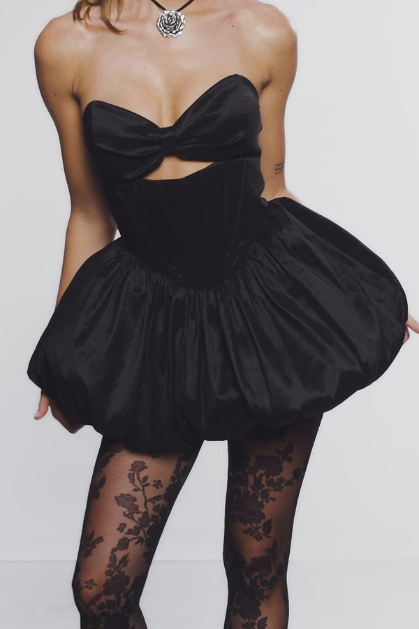 woven taffeta corset mini dress in jet black Cara Bubble Black Sequin Bodycon Dress