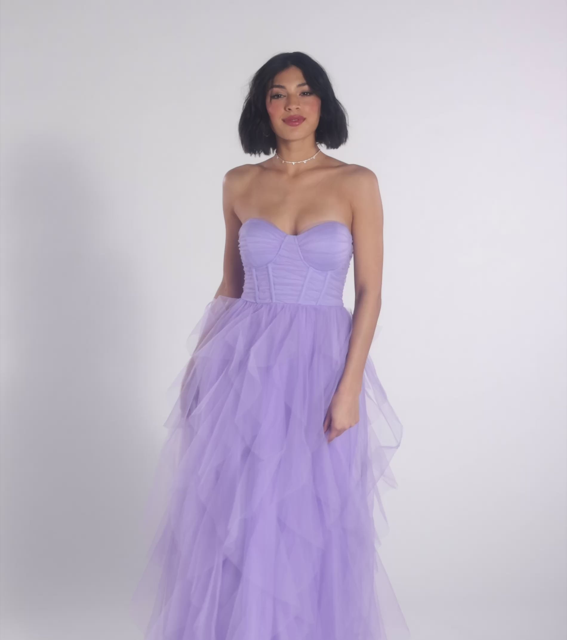 Lindsey Bustier A-Line Ruffle Tulle Ball Gown | Windsor