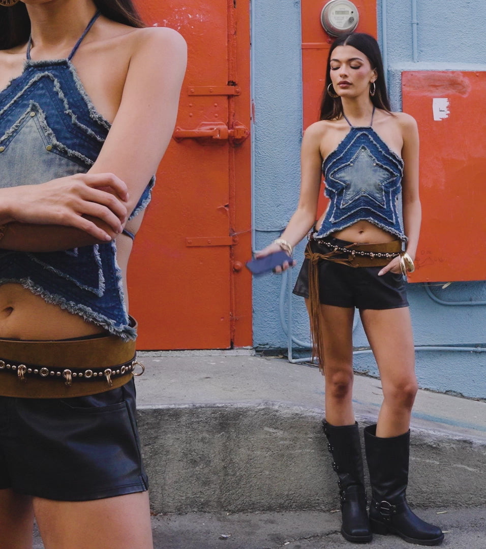 Star Of The Show Denim Halter Top | Windsor