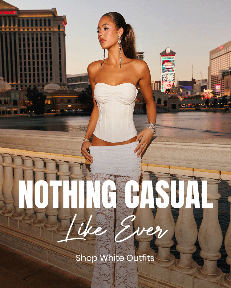 Discover white outfits & dresses featuring structured corset details, romantic lace, and effortlessly luxe glamour.