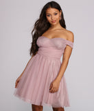 The Laura Off The Shoulder Mesh Dress is a gorgeous pick as your 2023 prom dress or formal gown for wedding guest, spring bridesmaid, or army ball attire!