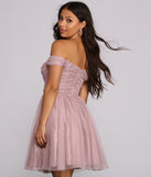 The Laura Off The Shoulder Mesh Dress is a gorgeous pick as your 2023 prom dress or formal gown for wedding guest, spring bridesmaid, or army ball attire!
