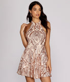 Dara Sequin Scroll Mini Dress creates the perfect summer wedding guest dress or cocktail party dresss with stylish details in the latest trends for 2023!