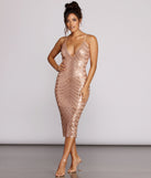 Alana Formal Sequin Midi Dress creates the perfect summer wedding guest dress or cocktail party dresss with stylish details in the latest trends for 2023!