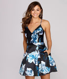 Satin Floral Print Cocktail Dress creates the perfect spring wedding guest dress or cocktail attire with stylish details in the latest trends for 2023!