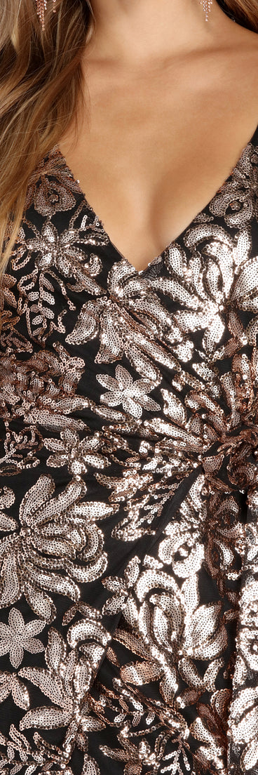 The Gigi Formal Sequin Wrap Dress is a gorgeous pick as your 2023 prom dress or formal gown for wedding guest, spring bridesmaid, or army ball attire!