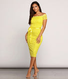 Faith Formal Midi Lace Dress creates the perfect summer wedding guest dress or cocktail party dresss with stylish details in the latest trends for 2023!