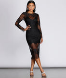 Zuri Formal Scalloped Lace Midi Dress creates the perfect spring wedding guest dress or cocktail attire with stylish details in the latest trends for 2023!