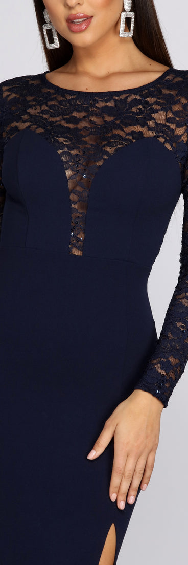 Lissi Formal Lace And Sequin Dress creates the perfect spring wedding guest dress or cocktail attire with stylish details in the latest trends for 2023!