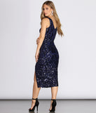 Melanie Formal Sequin Midi Dress creates the perfect spring wedding guest dress or cocktail attire with stylish details in the latest trends for 2023!