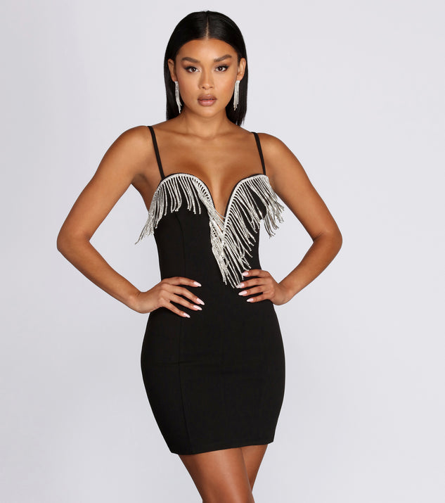 Gia Rhinestone Mini Dress creates the perfect summer wedding guest dress or cocktail party dresss with stylish details in the latest trends for 2023!