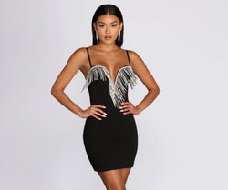 Gia Rhinestone Mini Dress creates the perfect summer wedding guest dress or cocktail party dresss with stylish details in the latest trends for 2023!