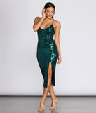 The Arielle Geometric Sequin Midi Dress is a gorgeous pick as your 2023 prom dress or formal gown for wedding guest, spring bridesmaid, or army ball attire!