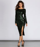 Aerin Formal Sequin Midi Dress creates the perfect summer wedding guest dress or cocktail party dresss with stylish details in the latest trends for 2023!