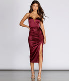 Marcella Formal Satin Midi Dress creates the perfect spring wedding guest dress or cocktail attire with stylish details in the latest trends for 2023!