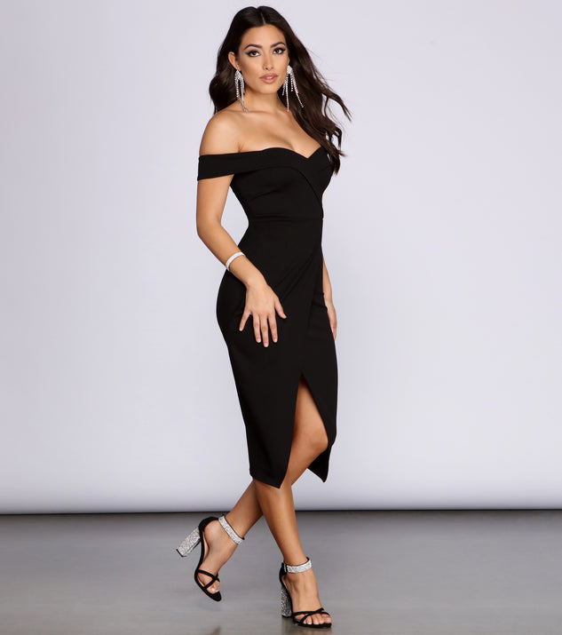 Vanessa Formal Crepe Midi Dress is a gorgeous pick as your 2023 prom dress or formal gown for wedding guest, spring bridesmaid, or army ball attire!