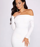 Petra Crepe Off Shoulder Midi Dress creates the perfect summer wedding guest dress or cocktail party dresss with stylish details in the latest trends for 2023!