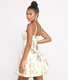 The Adley Formal Floral Foiled Mini Dress is a gorgeous pick as your 2023 prom dress or formal gown for wedding guest, spring bridesmaid, or army ball attire!