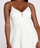 Carmela Metallic Shine White Party Dress is a gorgeous pick as your 2023 prom dress or formal gown for wedding guest, spring bridesmaid, or army ball attire!
