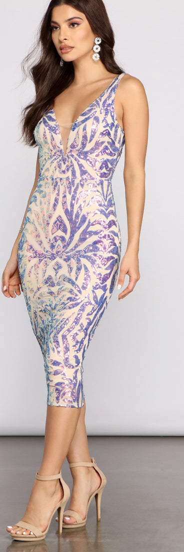 The Alina Formal iridescent Sequin Midi Dress is a gorgeous pick as your 2023 prom dress or formal gown for wedding guest, spring bridesmaid, or army ball attire!