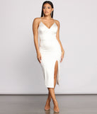 Mila Formal High Slit Midi Dress is a gorgeous pick as your 2023 prom dress or formal gown for wedding guest, spring bridesmaid, or army ball attire!