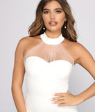 Meghan High Neck Crepe Mini Dress is a gorgeous pick as your 2023 prom dress or formal gown for wedding guest, spring bridesmaid, or army ball attire!