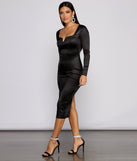 Addison Stretch Satin Long Sleeve Midi Dress creates the perfect summer wedding guest dress or cocktail party dresss with stylish details in the latest trends for 2023!