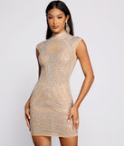 Vicky Heat Stone Mesh Mini Dress helps create the best bachelorette party outfit or the bride's sultry bachelorette dress for a look that slays!