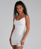 The Avery Formal Heat Stone Cowl Neck Mini Dress is a gorgeous pick as your 2023 prom dress or formal gown for wedding guest, spring bridesmaid, or army ball attire!