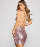 Shiloh Formal Sequin Lace-Up Mini Dress is a gorgeous pick as your 2023 prom dress or formal gown for wedding guest, spring bridesmaid, or army ball attire!