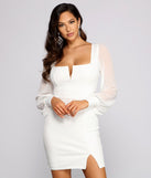 Blake Chiffon Sleeve Crepe Mini Dress creates the perfect summer wedding guest dress or cocktail party dresss with stylish details in the latest trends for 2023!