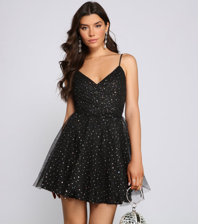 Mia Sequin Tulle Party Dress creates the perfect spring wedding guest dress or cocktail attire with stylish details in the latest trends for 2023!